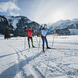 Langläufer auf der Loipe der Gnadenalm